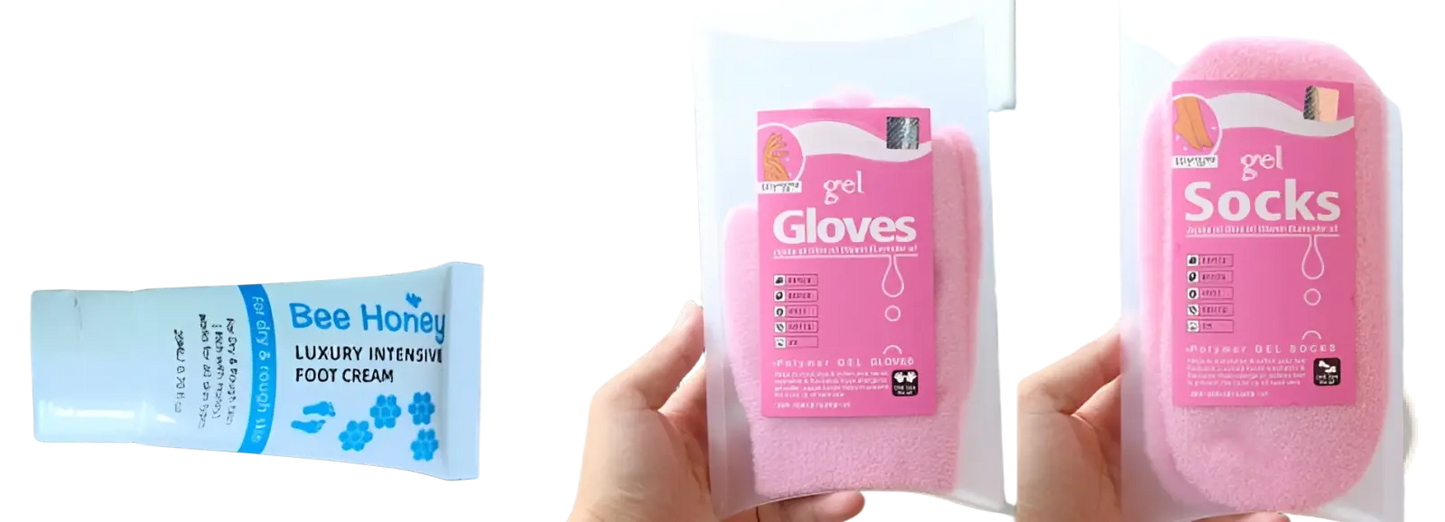 Honey Foot Cream and Gel Sock Moisturizing Set