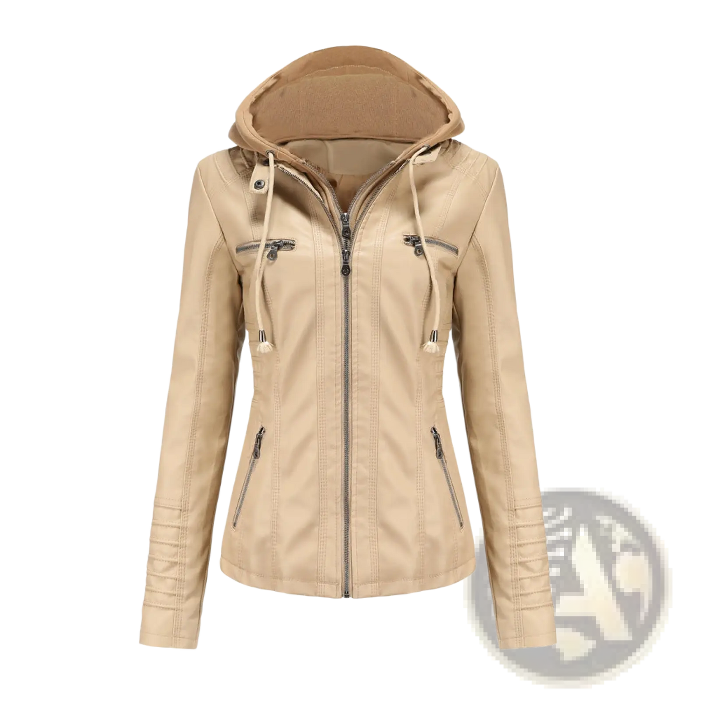 Hooded Leather Jacket Two-piece Detachable Slim Fit