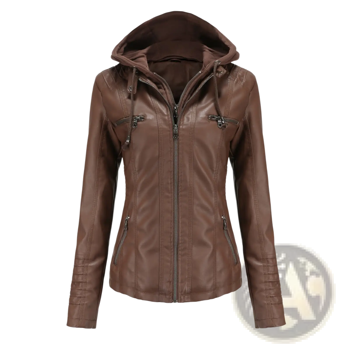 Hooded Leather Jacket Two-piece Detachable Slim Fit