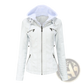 Hooded Leather Jacket Two-piece Detachable Slim Fit