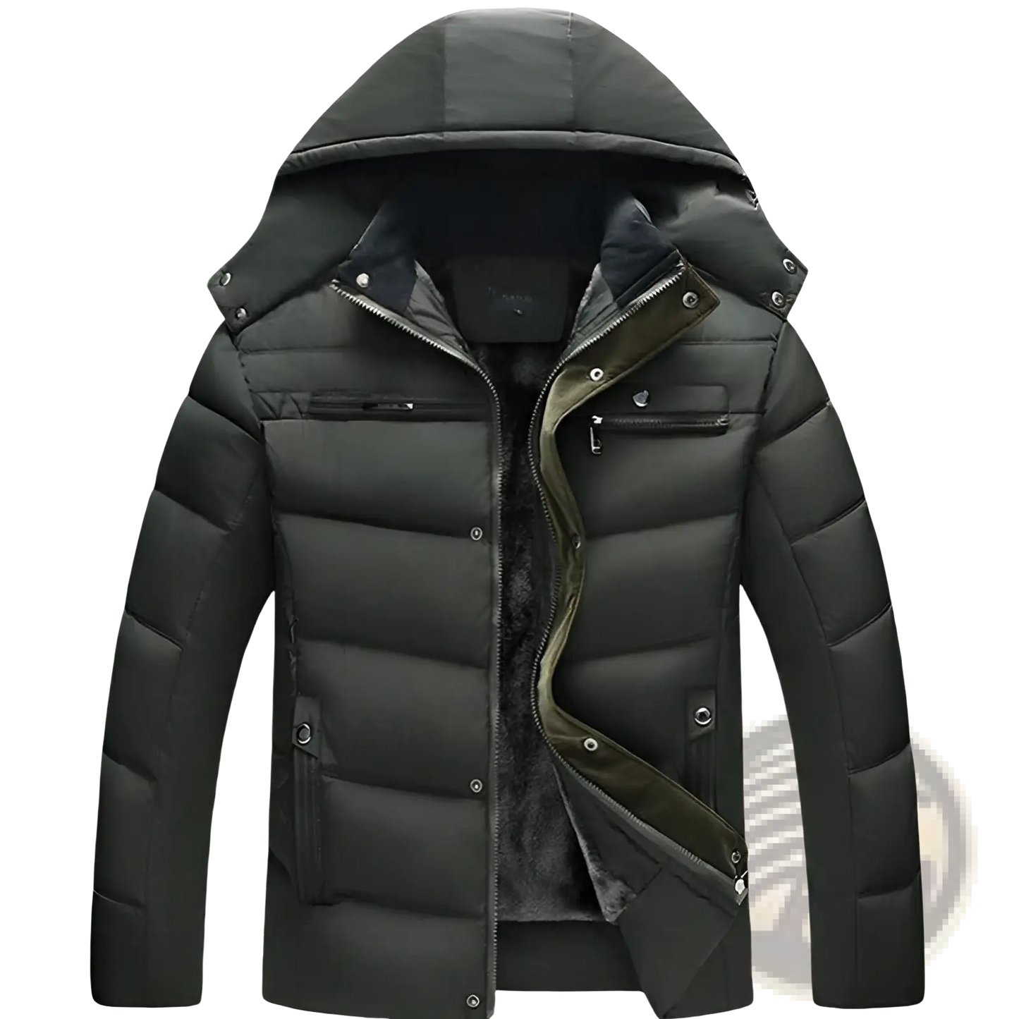 Hooded Quilted Winter Jacket with Plush Fleece Lining