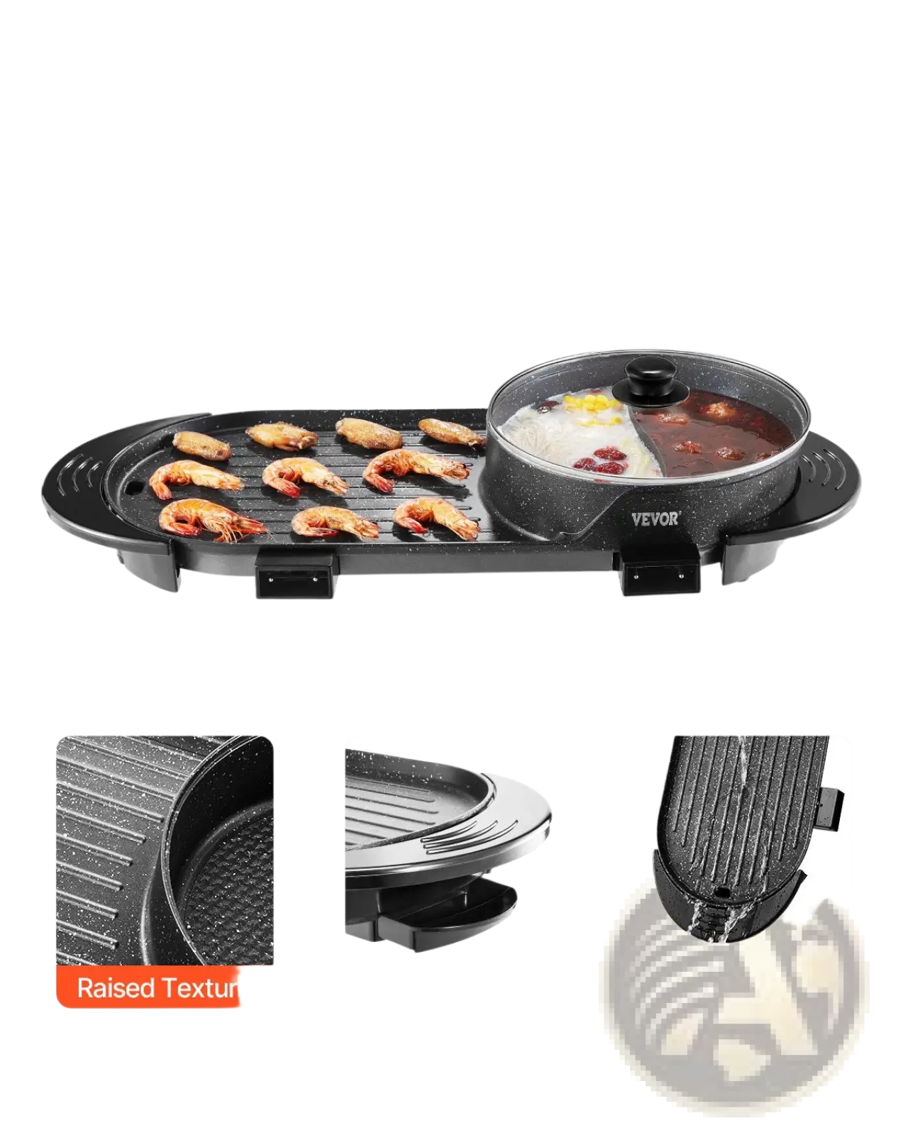 Hot Pot with Grill 2200w Electric Smokeless Griddle