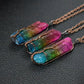 Rainbow Tree of Life Crystal Pillar Pendant Necklace
