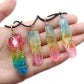 Rainbow Tree of Life Crystal Pillar Pendant Necklace