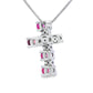 Ruby Diamond Cross Religious Pendant 10KT White Gold