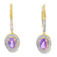 .98ct Amethyst Diamond Dangle Earrings 10KT Yellow Gold
