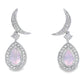 Rose Quartz Diamond Dangle Earrings 10KT White Gold