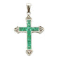 Emerald Diamond Cross Religious Pendant 10KT White Gold
