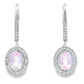 Rose Quartz Diamond Dangle Earrings 10KT White Gold