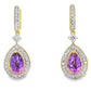 .88ct Amethyst Diamond Dangle Earrings 10KT Yellow Gold