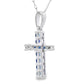.29ct Sapphire Cross Religious Pendant 14KT White Gold