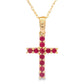 .29ct Ruby Cross Religious Pendant 14KT Yellow Gold