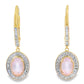 Rose Quartz Diamond Dangle Earrings 10KT Yellow Gold