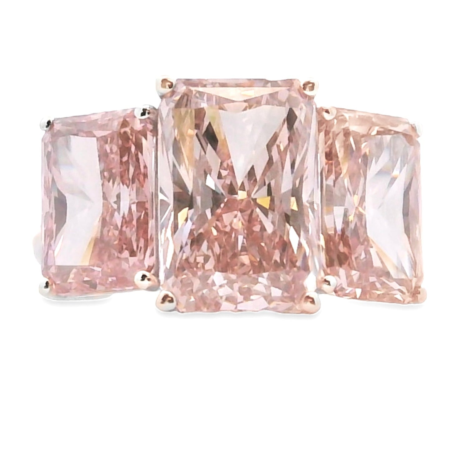 10.00ct लैब ग्रोन डायमंड 3 स्टोन रिंग 14KT व्हाइट गोल्ड