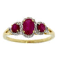 1.04ct Ruby Diamond 3 Stone Ring 14KT Yellow Gold