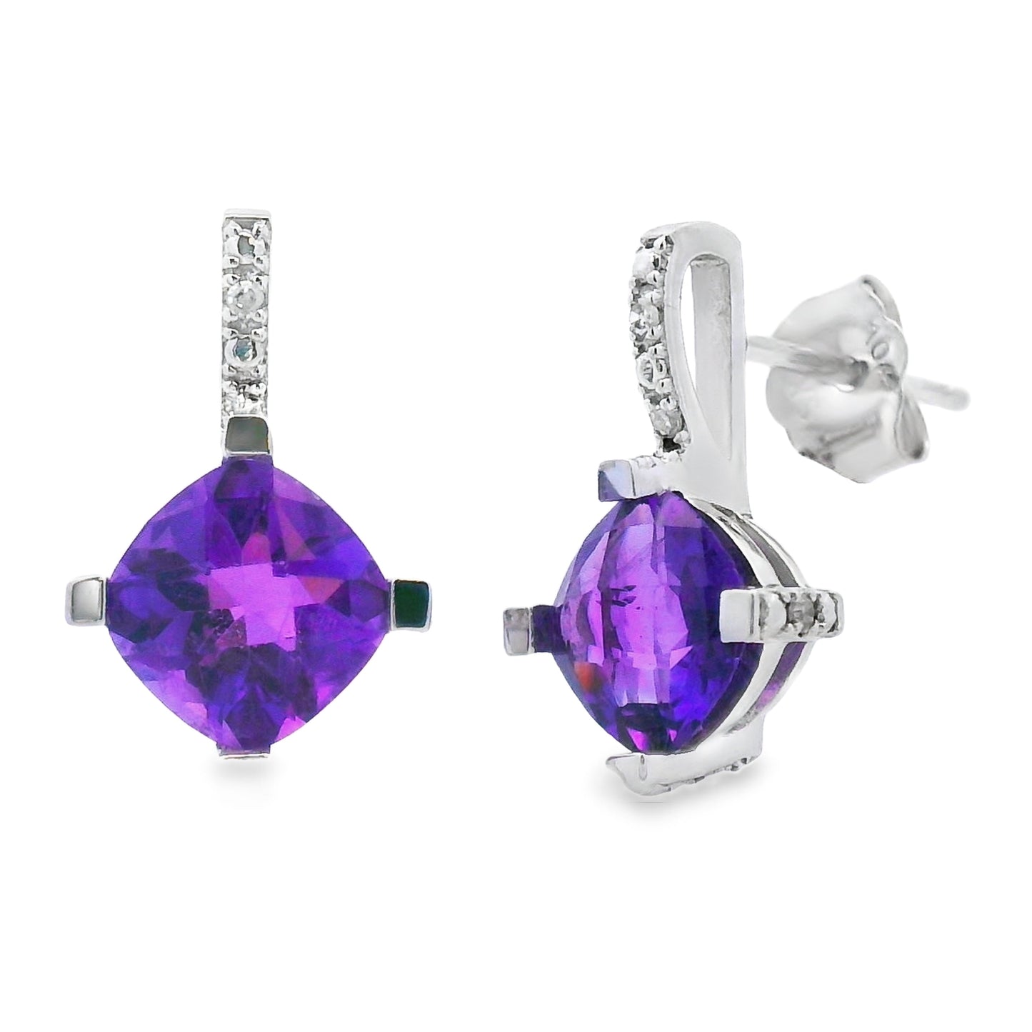 .84ct एमेथिस्ट डायमंड इयररिंग्स 10KT व्हाइट गोल्ड