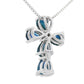 .82ct Sapphire Cross Religious Pendant 10KT White Gold