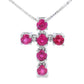 Ruby Diamond Cross Religious Pendant 10KT White Gold