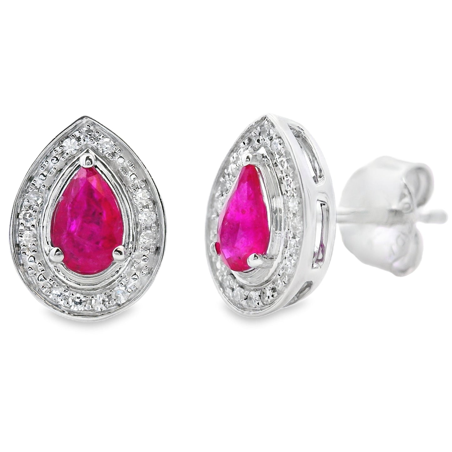 .58ct रूबी डायमंड स्टड इयररिंग्स 10KT व्हाइट गोल्ड