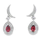 .62ct Garnet Diamond Dangle Earrings 10KT White Gold