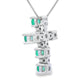 Emerald Diamond Cross Religious Pendant 10KT White Gold