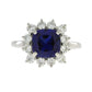 Created Sapphire Moissanite Ring Sterling Silver