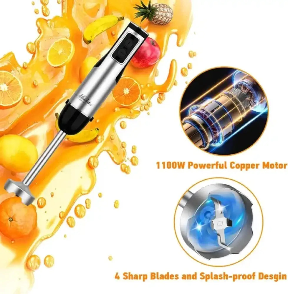 1100w 5-in-1 Hand Immersion Blender and Food Processor Set
