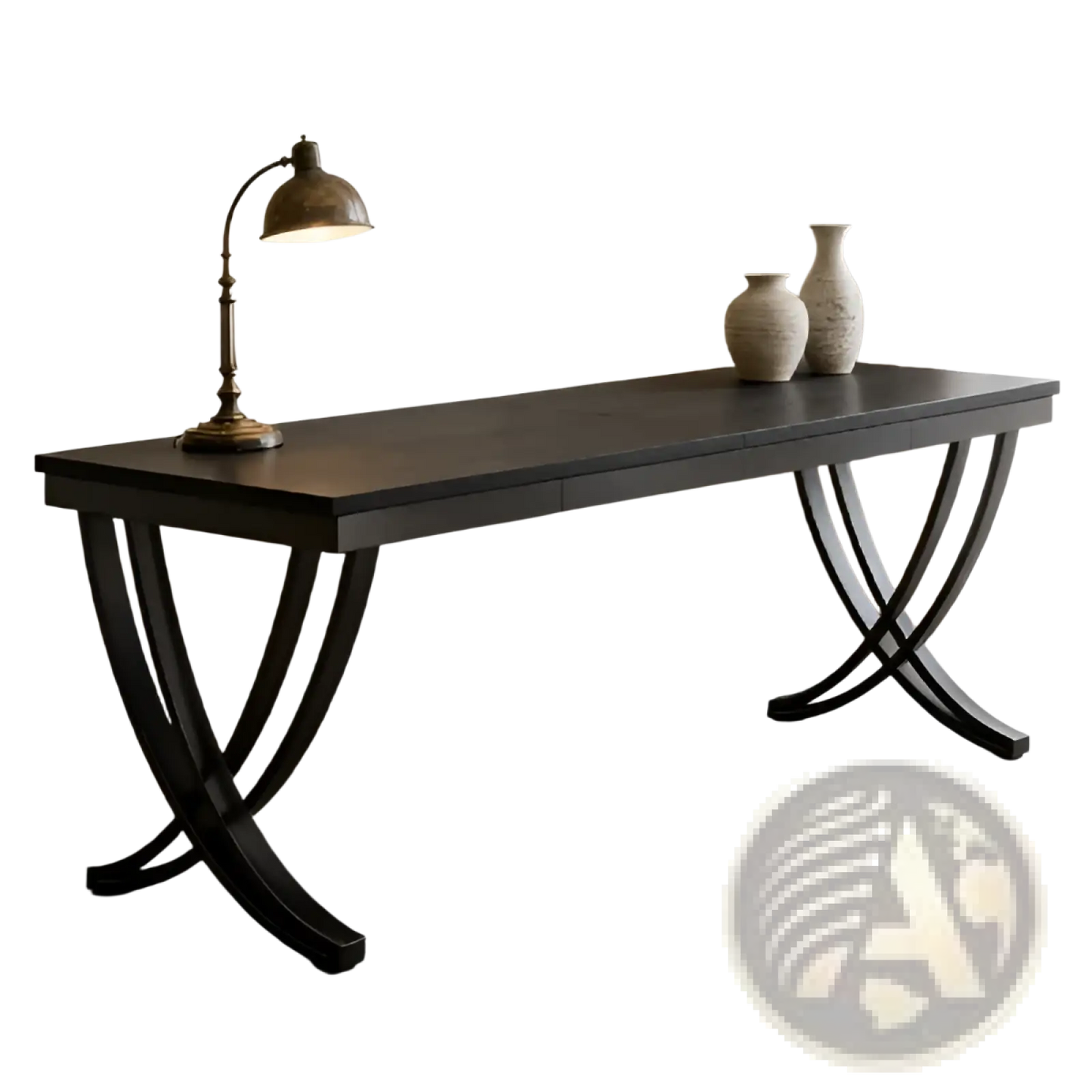 Industrial Double Computer Desk with Metal Legs