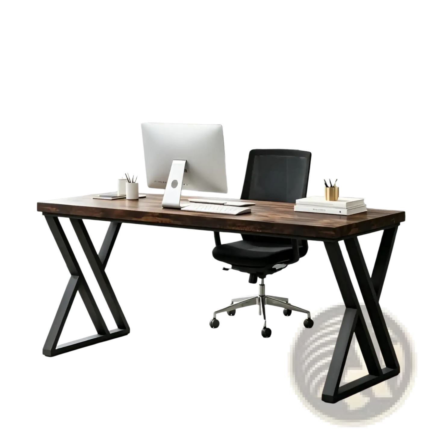 Industrial Writing Desk 55 Inch Dark Wood Table