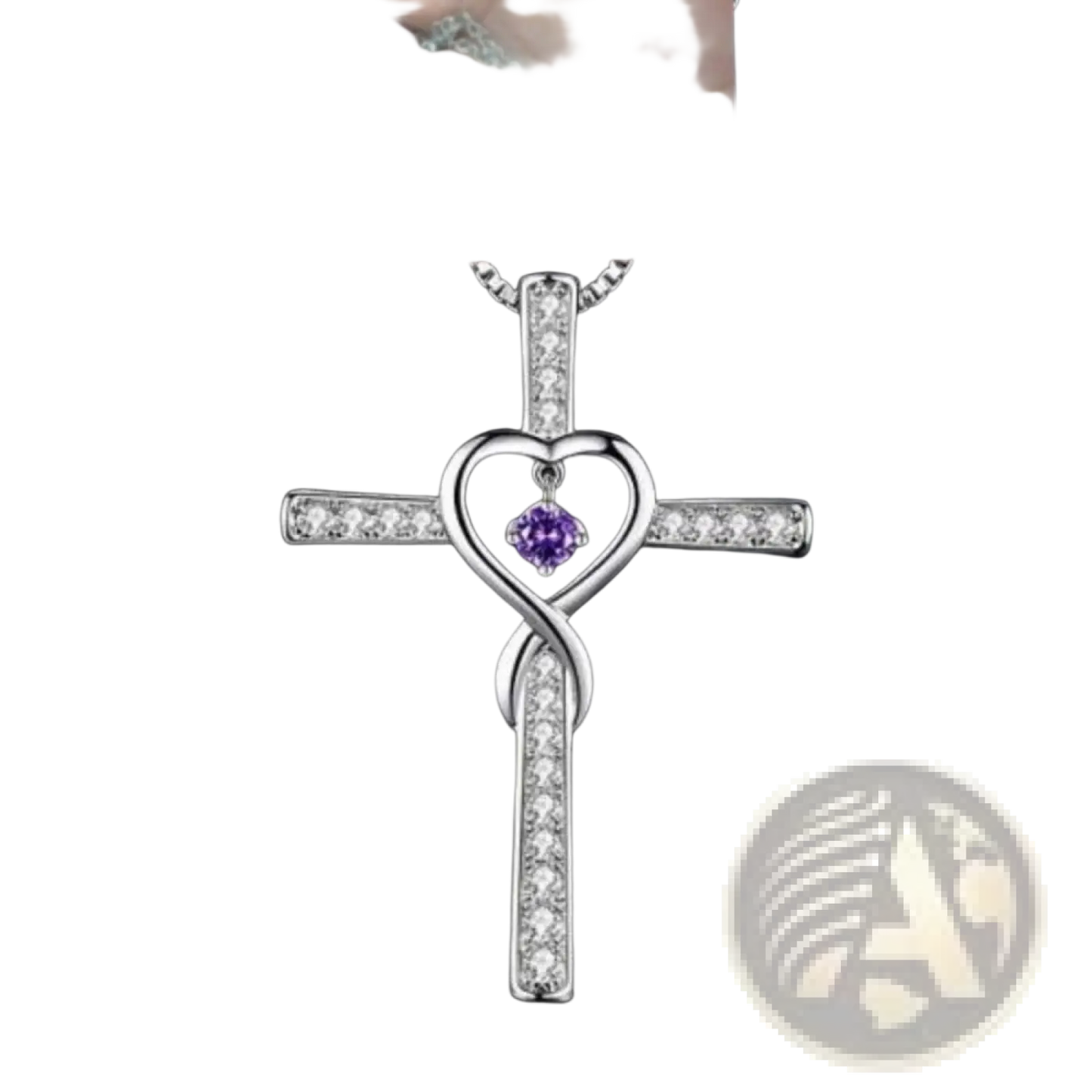 Infinity Love Heart Cross Birthstone Crystal Necklace