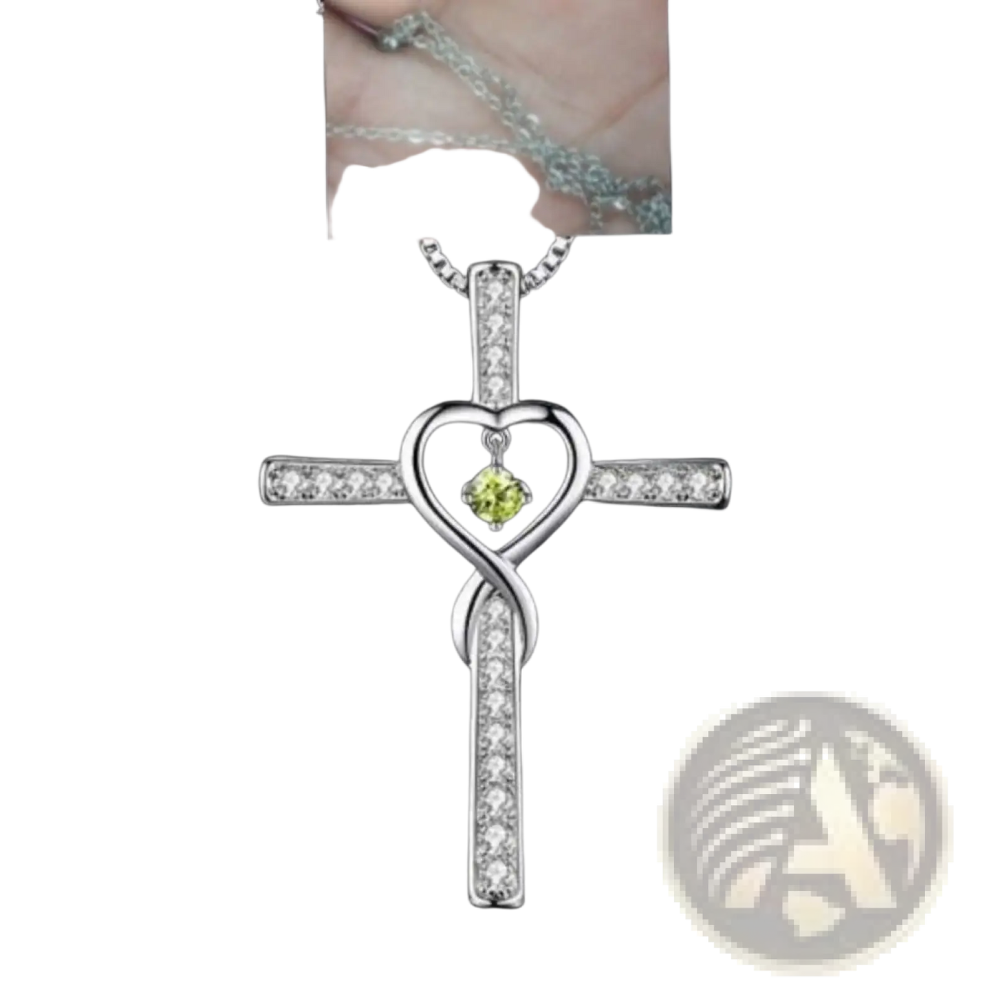 Infinity Love Heart Cross Birthstone Crystal Necklace