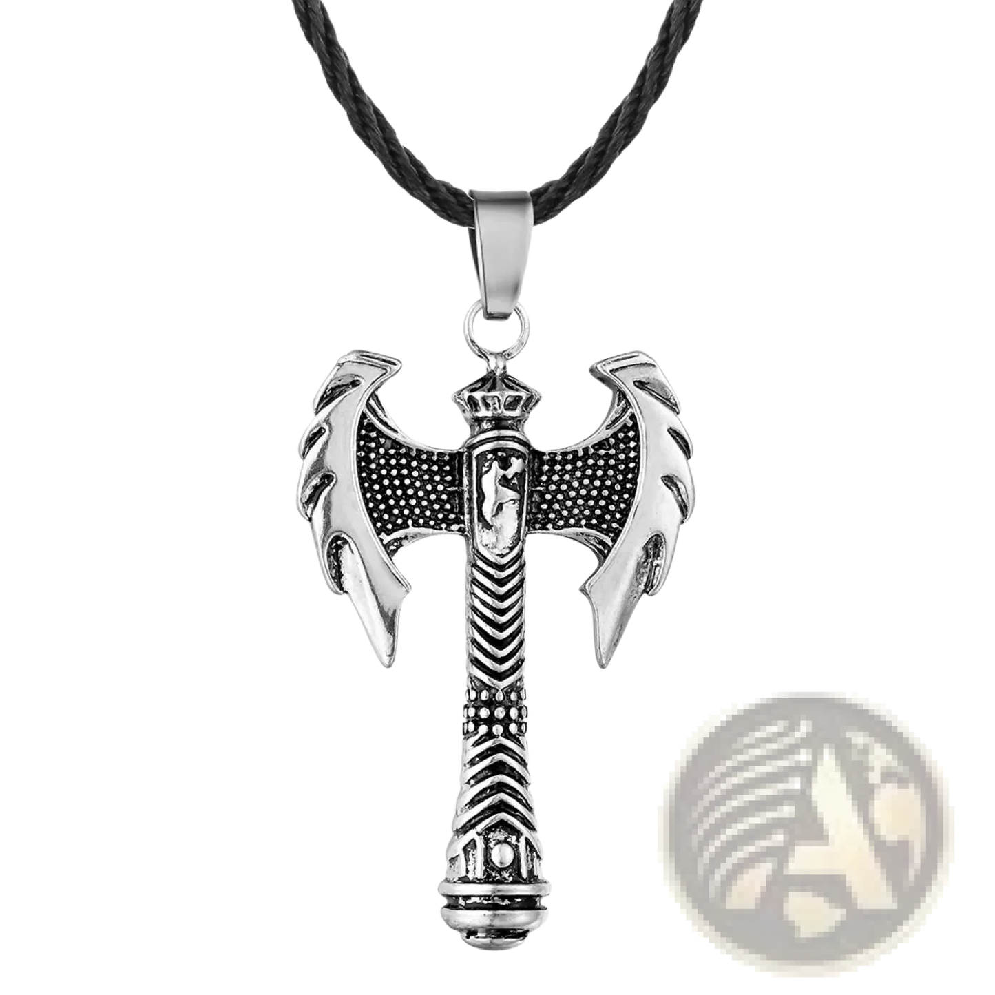 Intricate Viking Axe Pendant Necklace with Braided Cord