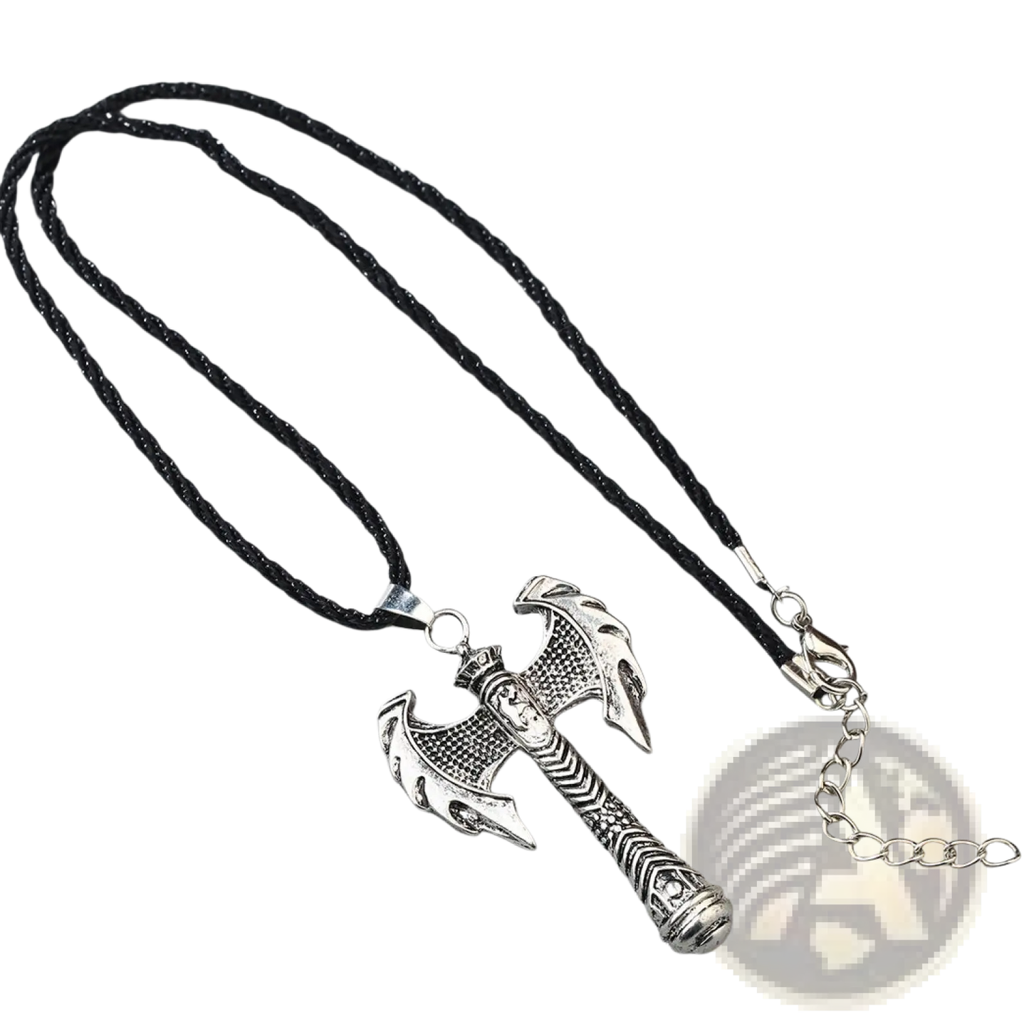 Intricate Viking Axe Pendant Necklace with Braided Cord