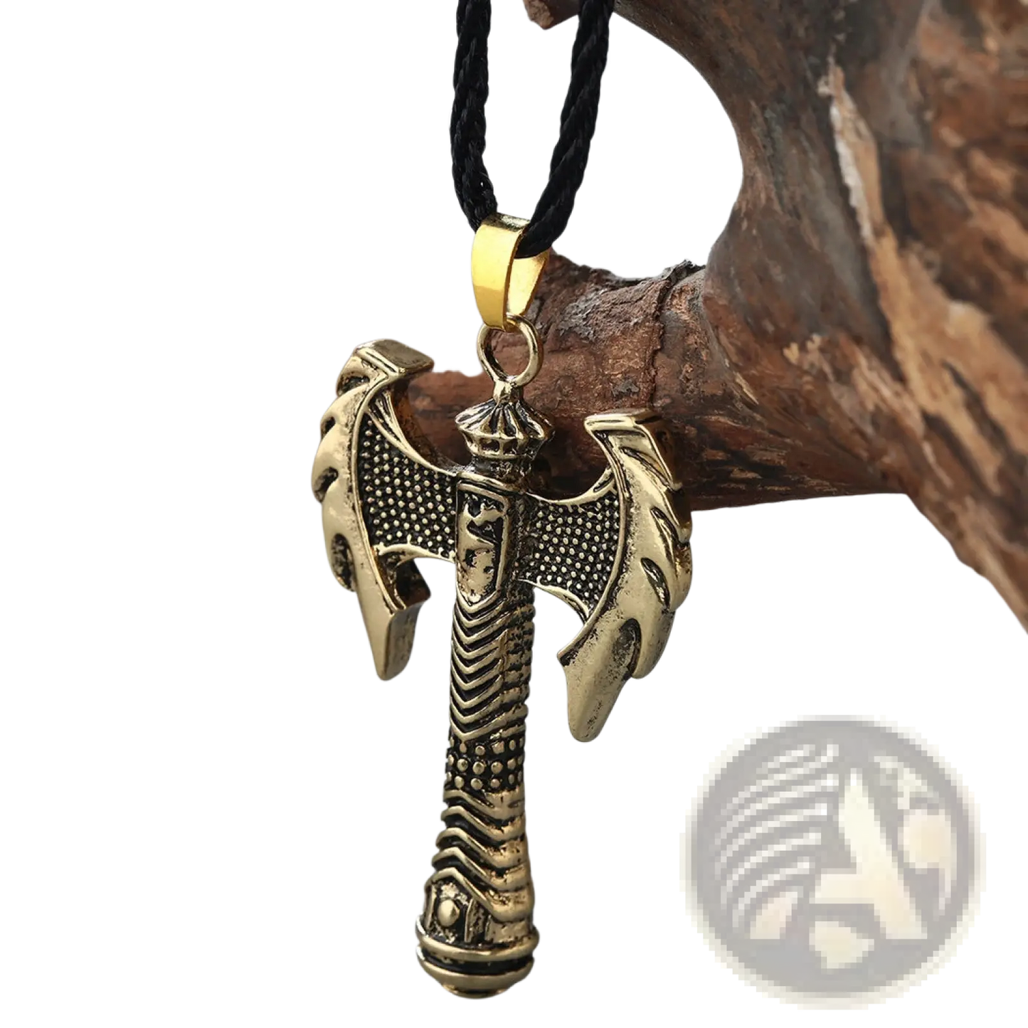 Intricate Viking Axe Pendant Necklace with Braided Cord