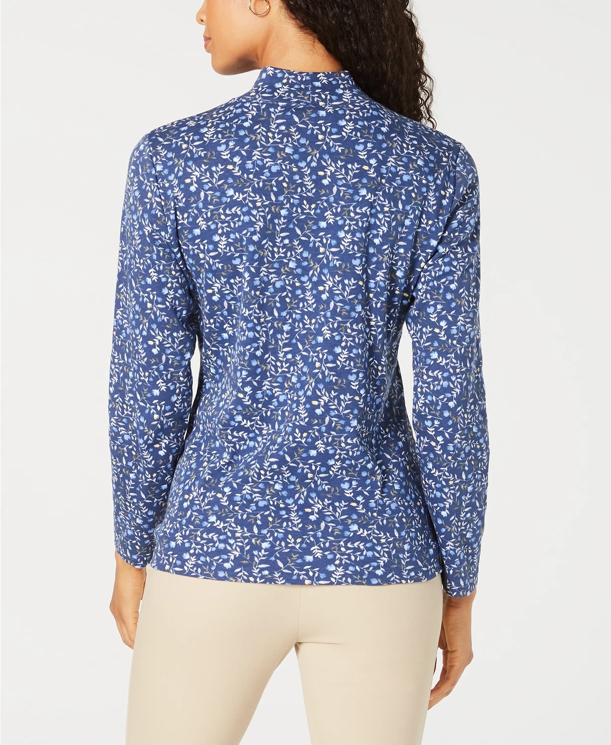 Karen Scott Women's Printed Mock Neck Top Navy Size XX-Large