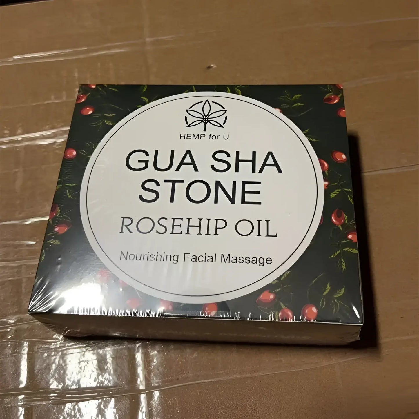 Jade Gua Sha Facial Set with Pure Rosehip Oil and Travel Pouch