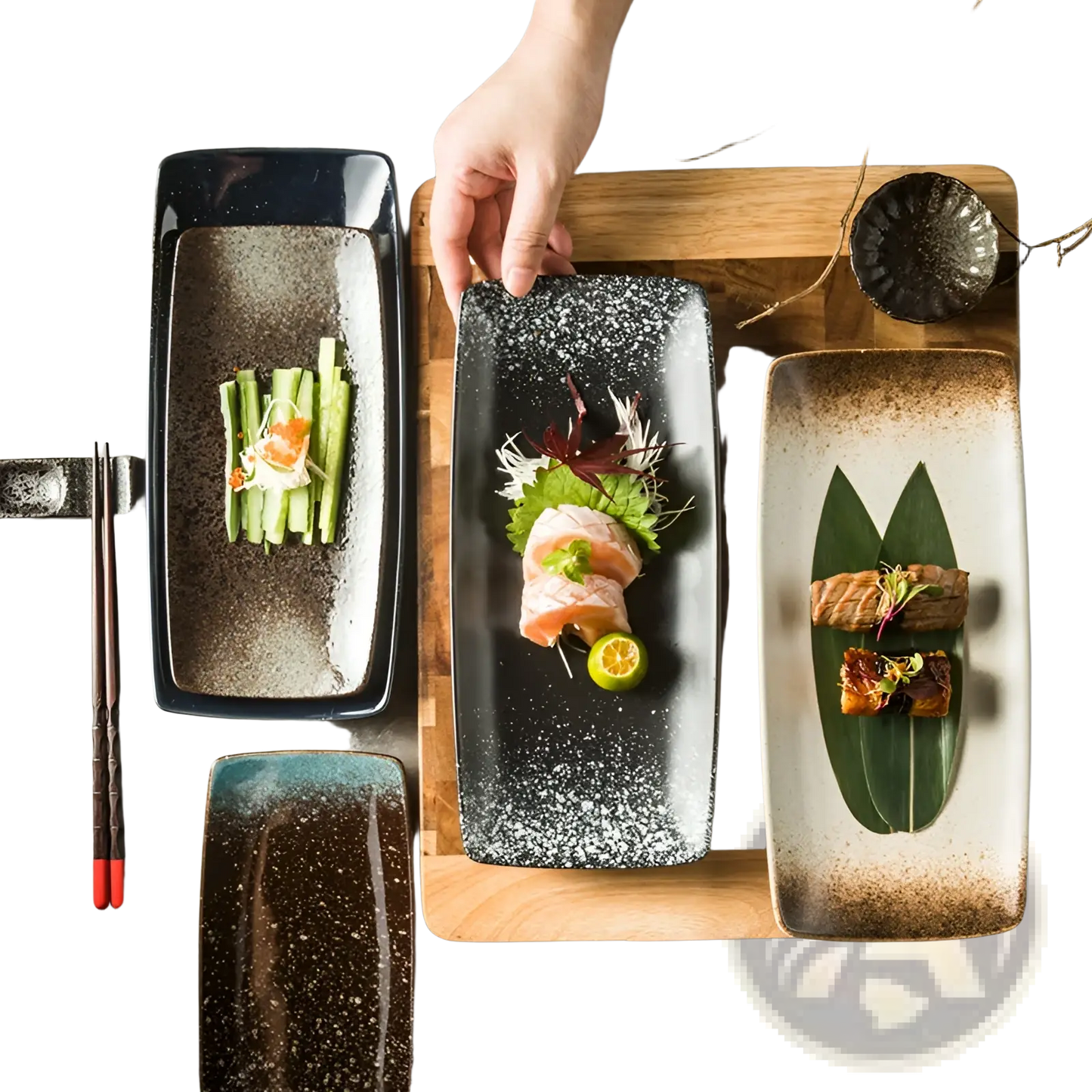 Japanese Ceramic Sushi Plates Rectangular Trays