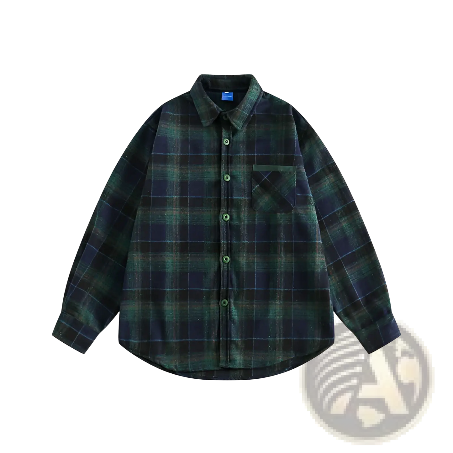 Japanese Retro Dark Green Plaid Flannel Shirt