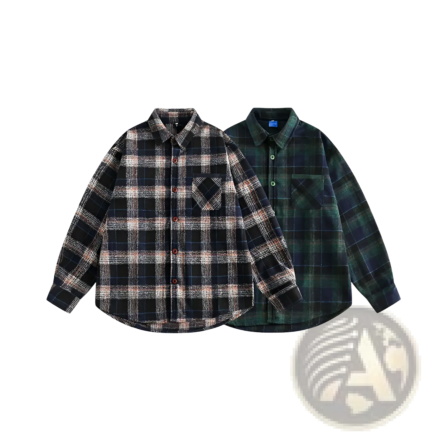 Japanese Retro Dark Green Plaid Flannel Shirt