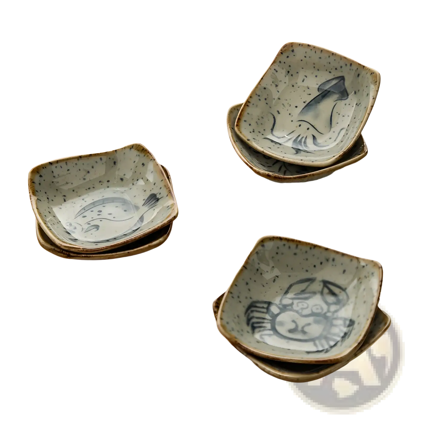 Japanese Style Ceramic Sea Creature Sauce Dish Set