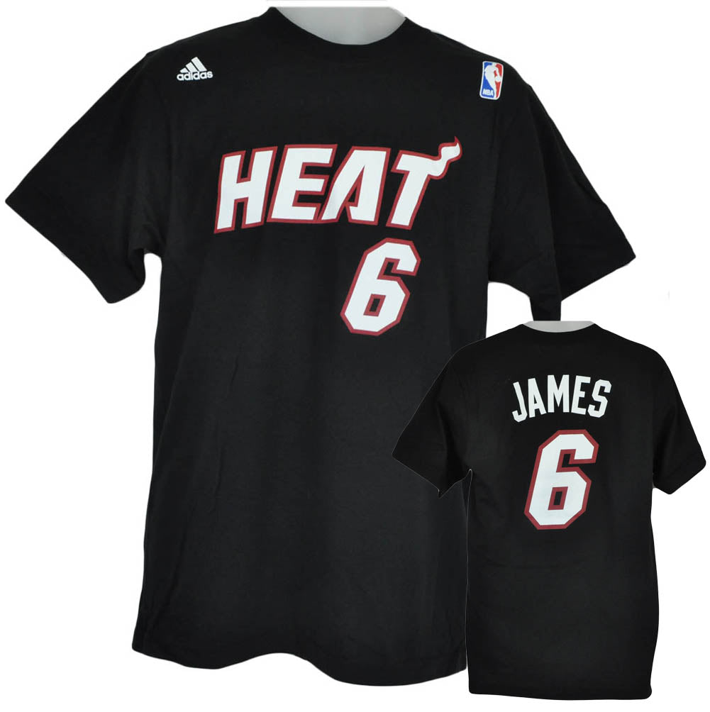 NBA Adidas Jersey Miami Heat Tshirt Tee Lebron James 6 Black Red White Licensed