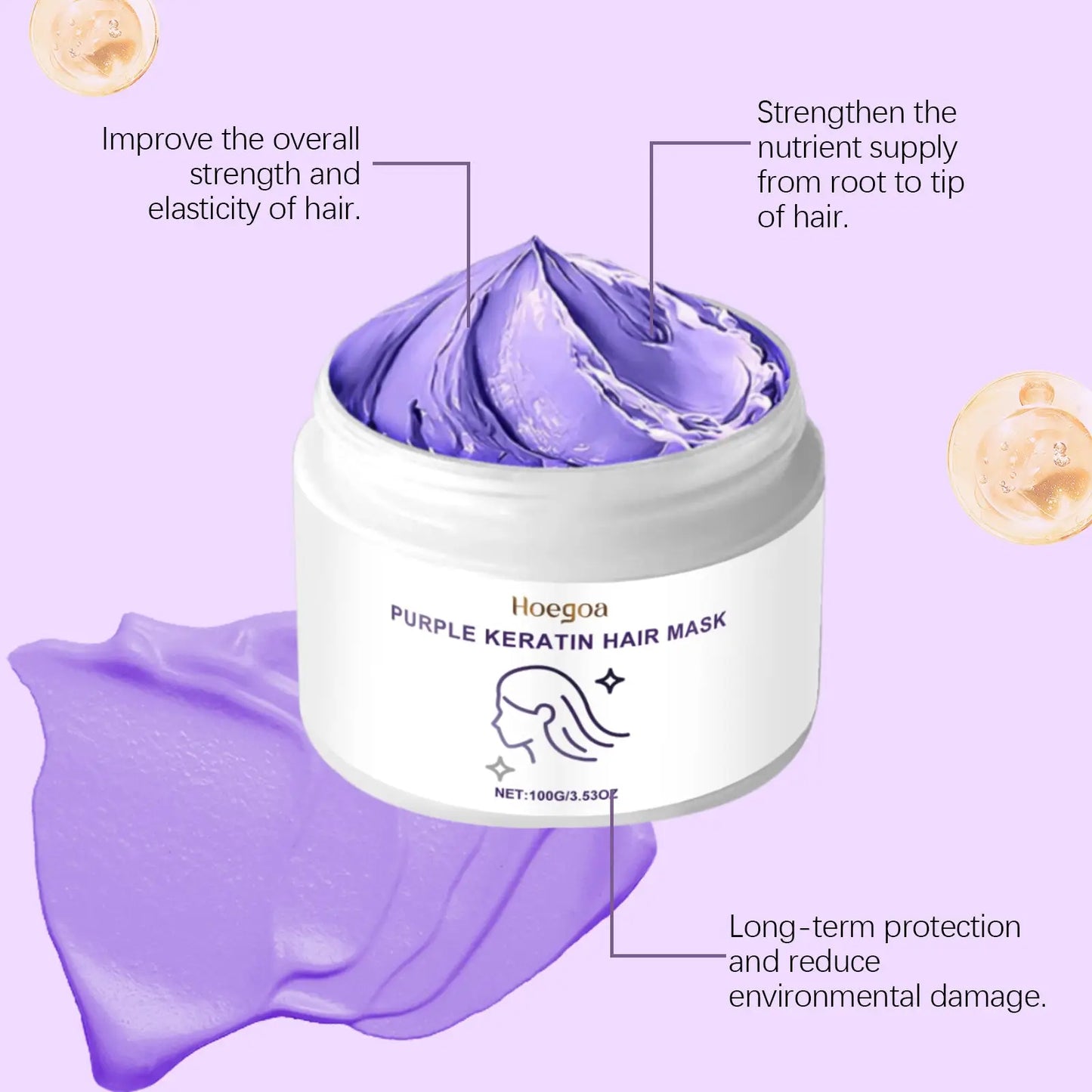 Keratin Purple Hair Mask for Dry Frizzy Hair 50ml
