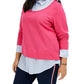 Tommy Hilfiger Women's Plus Size Layered-Look Shirt Bright Pink Size 3X