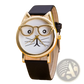 Kids Cartoon Cat Face Quartz Watch with Gold Frame