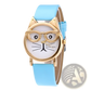 Kids Cartoon Cat Face Quartz Watch with Gold Frame