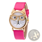Kids Cartoon Cat Face Quartz Watch with Gold Frame