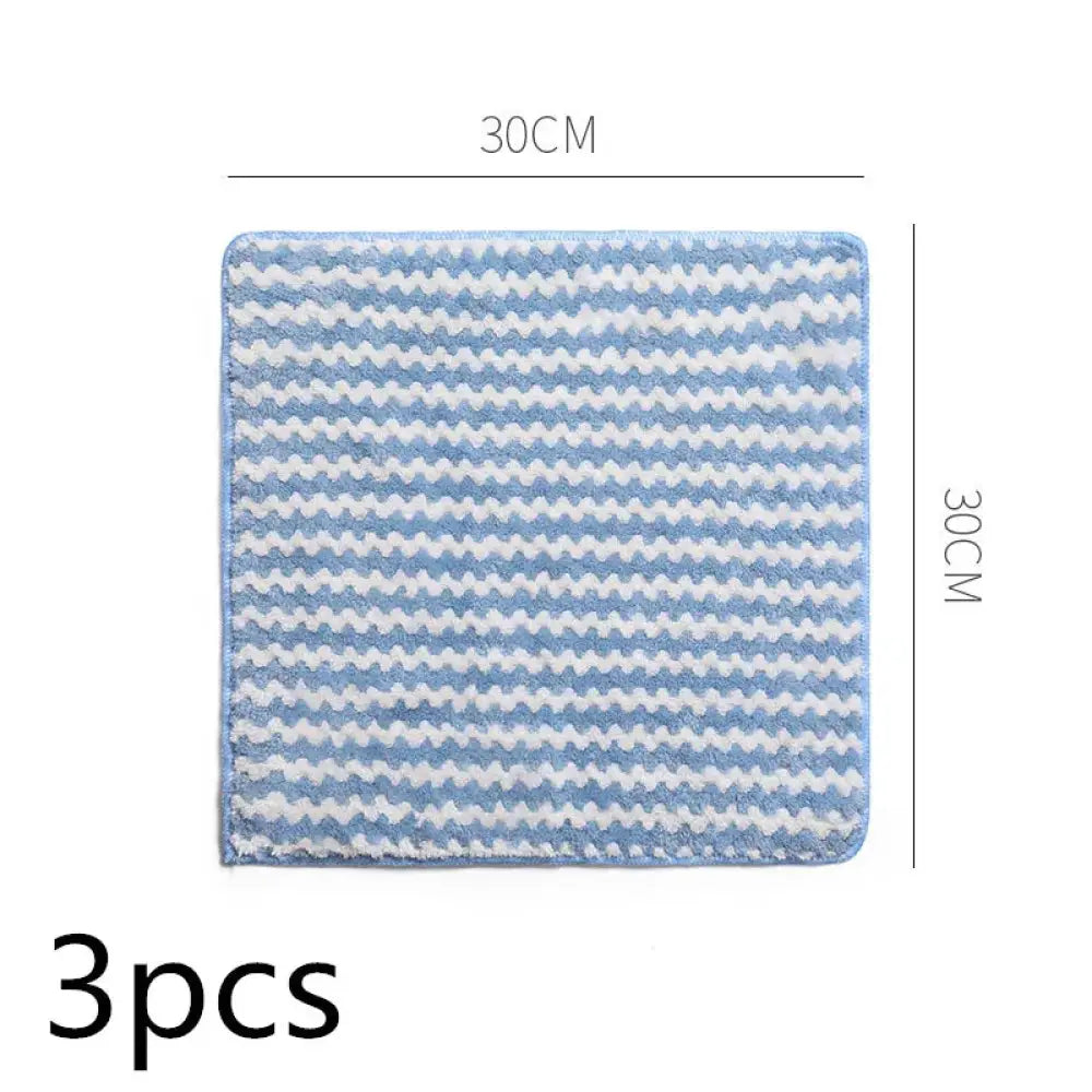Super Absorbent Striped Coral Fleece Kitchen Cleaning Cloths