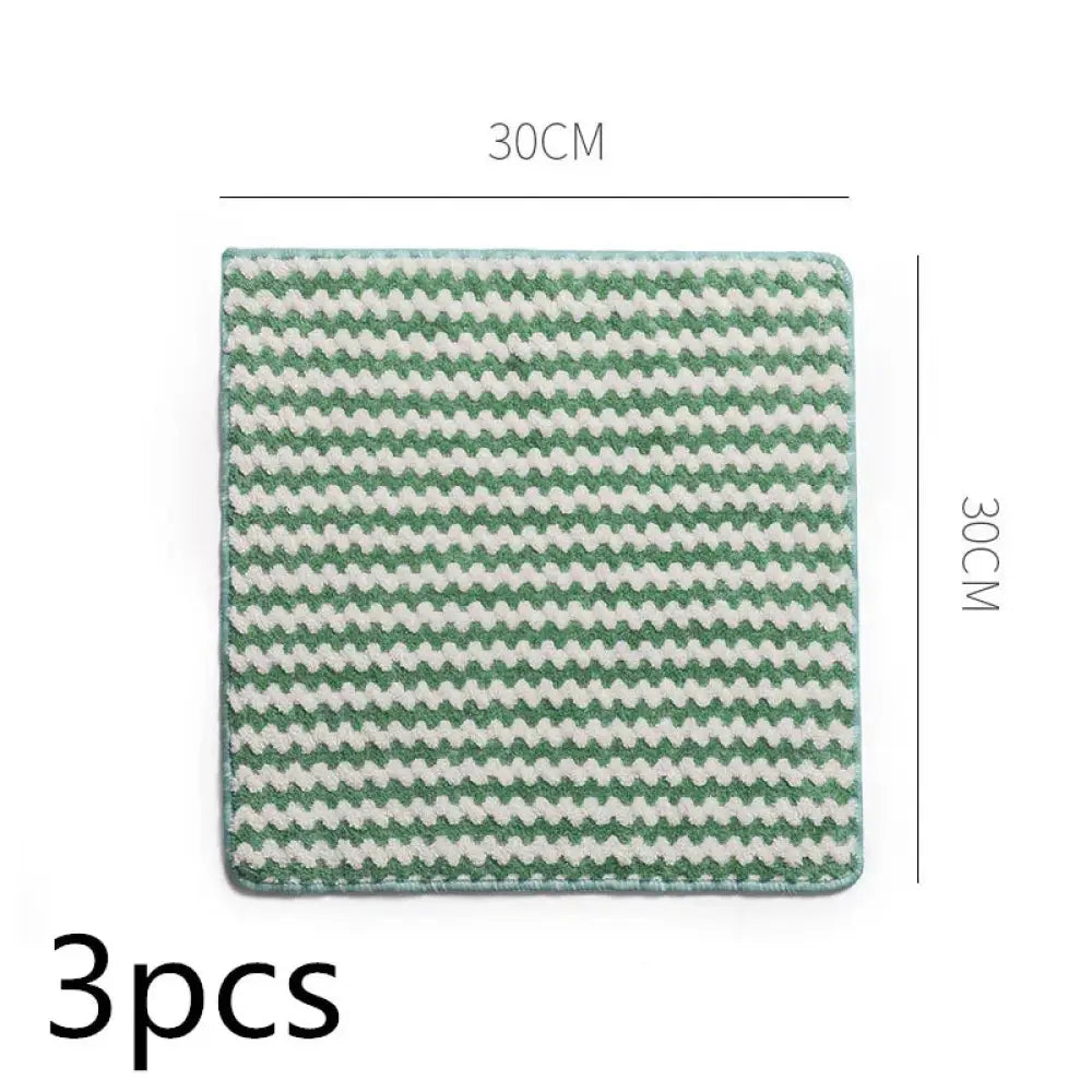 Super Absorbent Striped Coral Fleece Kitchen Cleaning Cloths