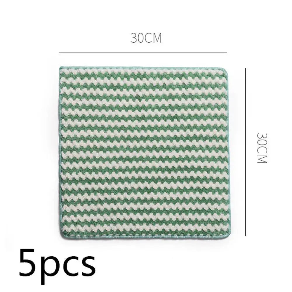 Super Absorbent Striped Coral Fleece Kitchen Cleaning Cloths
