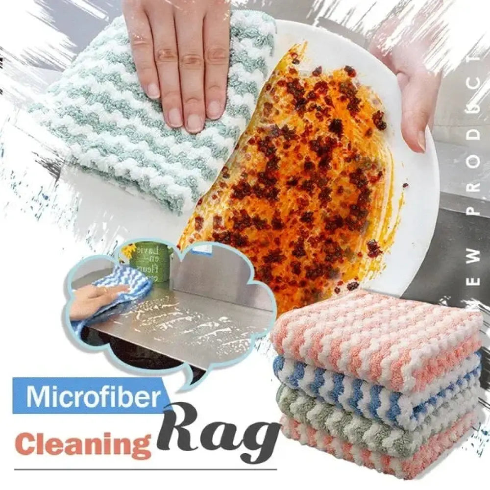 Super Absorbent Striped Coral Fleece Kitchen Cleaning Cloths